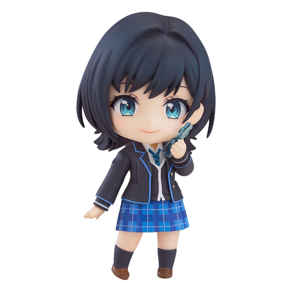 Yuzuki Nanase Nendoroid by Good Smile Company in school blazer holding a ramune bottle