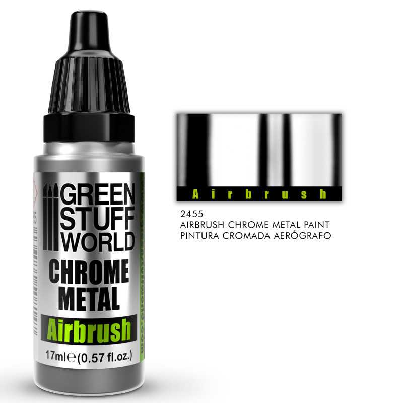 Green Stuff World Airbrush Chrome Metal Paint 17ml - Loaded Dice