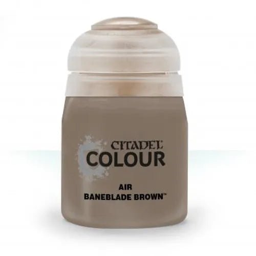 Citadel Colour Air Baneblade Brown 24ml pot with grey lid and warm mid-brown paint