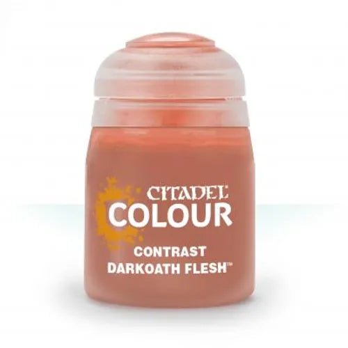 Citadel Contrast Darkoath Flesh 18ml paint pot in a warm tanned skin tone