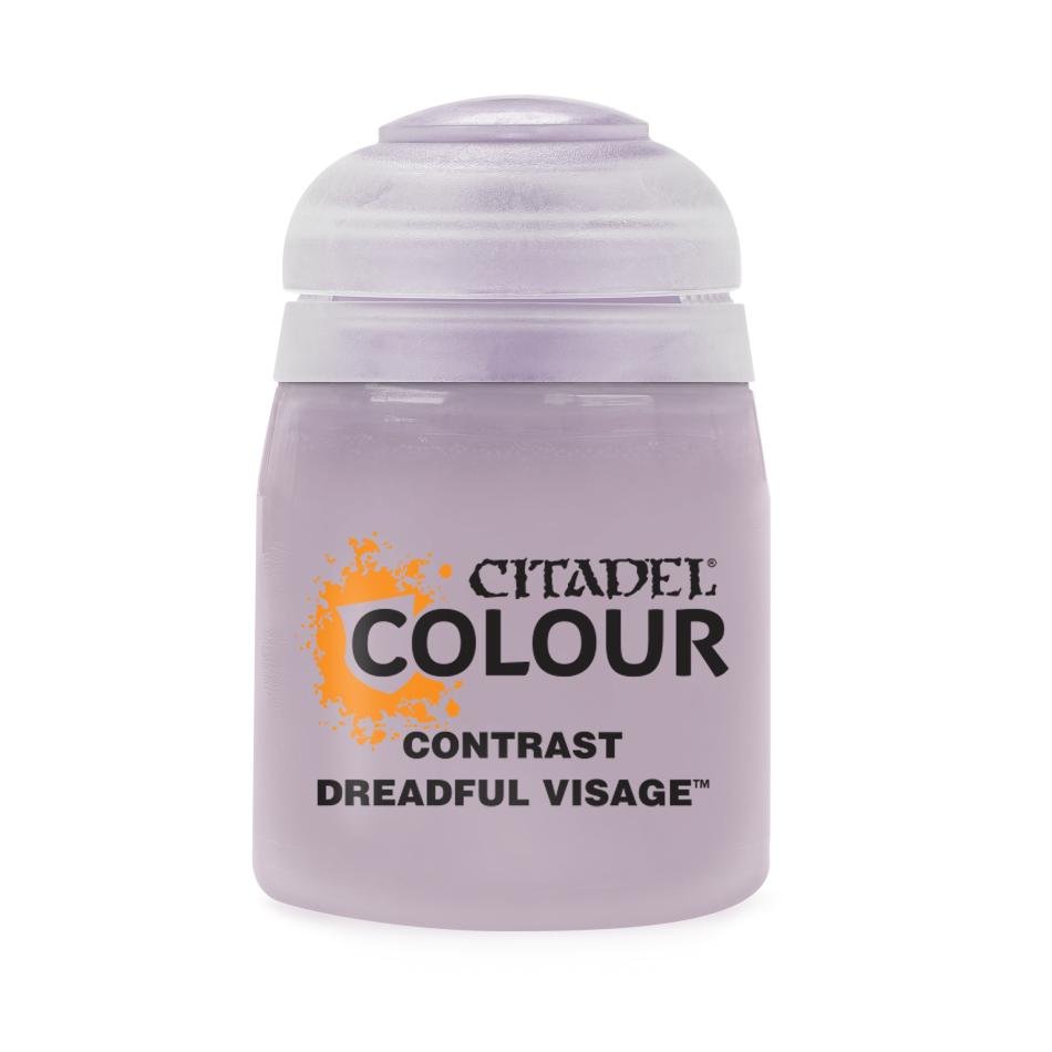 Citadel Contrast Dreadful Visage 18ml paint pot, a dusky desaturated purple