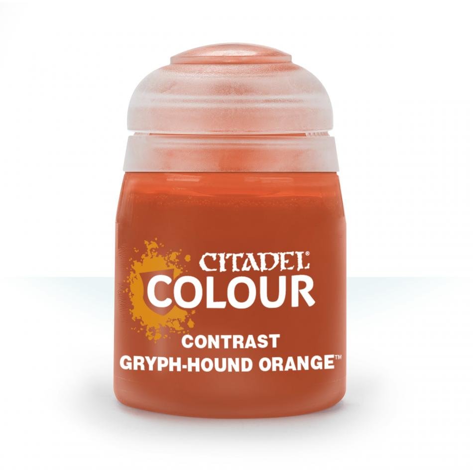 Citadel Colour Contrast Gryph-Hound Orange 18ml paint pot, front view