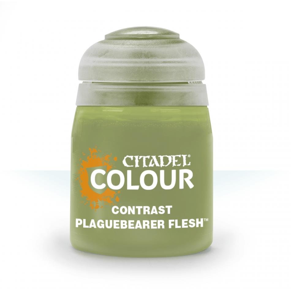Citadel Contrast Plaguebearer Flesh 18ml paint pot in a pale sickly green with Citadel Colour label