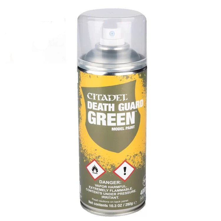 Citadel Death Guard Green 400ml spray paint can with yellow and green label