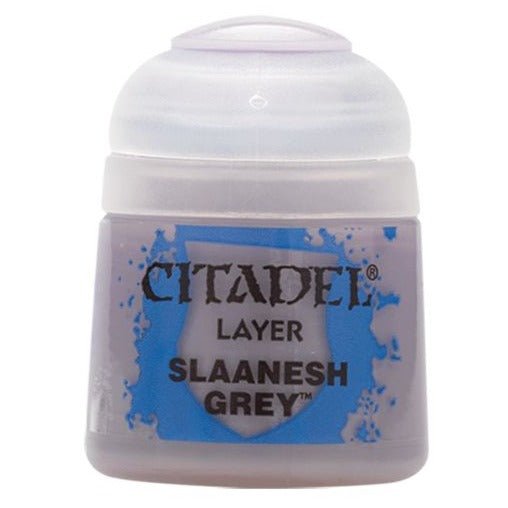 Citadel Layer Slaanesh Grey 12ml paint pot with pale lilac-grey paint