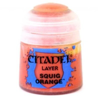 Citadel Layer Squig Orange 12ml paint pot, a warm earthy orange