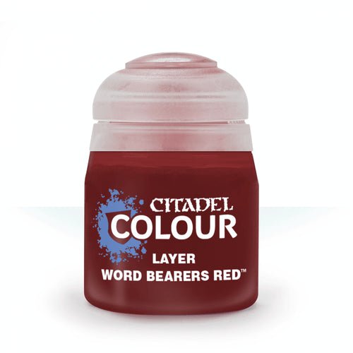 Citadel Colour Layer Word Bearers Red 12ml paint pot, a deep dark crimson