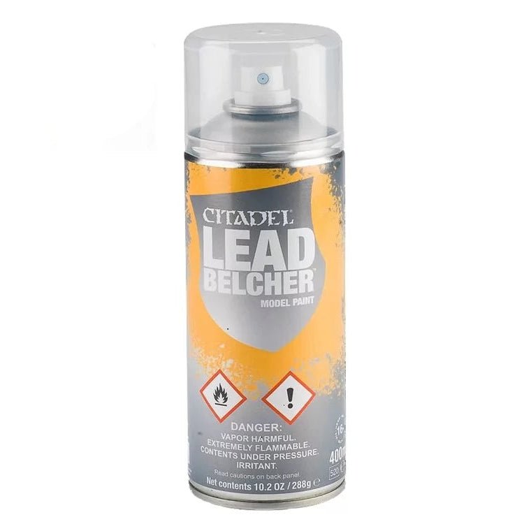 Citadel Leadbelcher 400ml spray paint can, front view