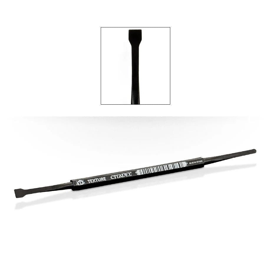 Citadel Medium Texture Spreader double-ended tool with close-up of the spatula tip