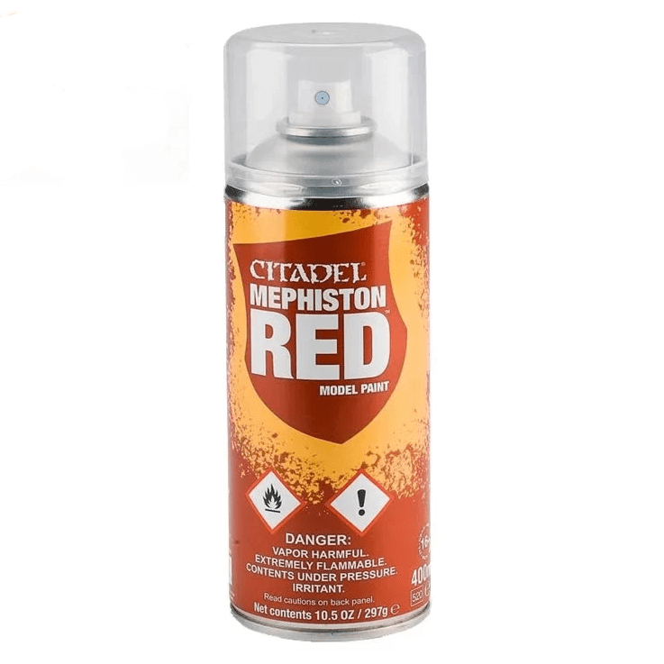 Citadel Mephiston Red spray paint 400ml can, front view