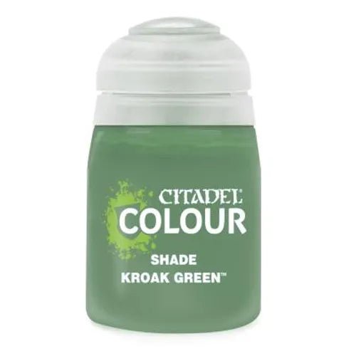 Citadel Shade Kroak Green 18ml paint pot by Games Workshop, a bright green shade