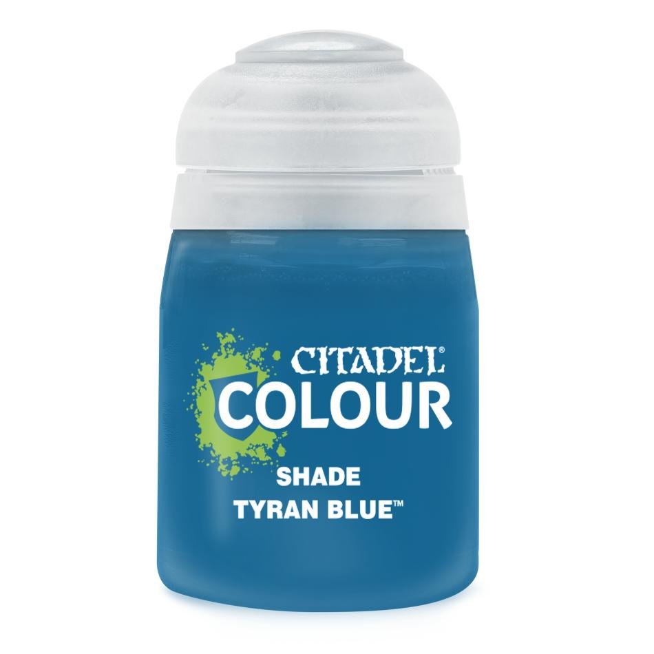 Citadel Shade Tyran Blue 18ml paint pot with bright blue shade, Games Workshop