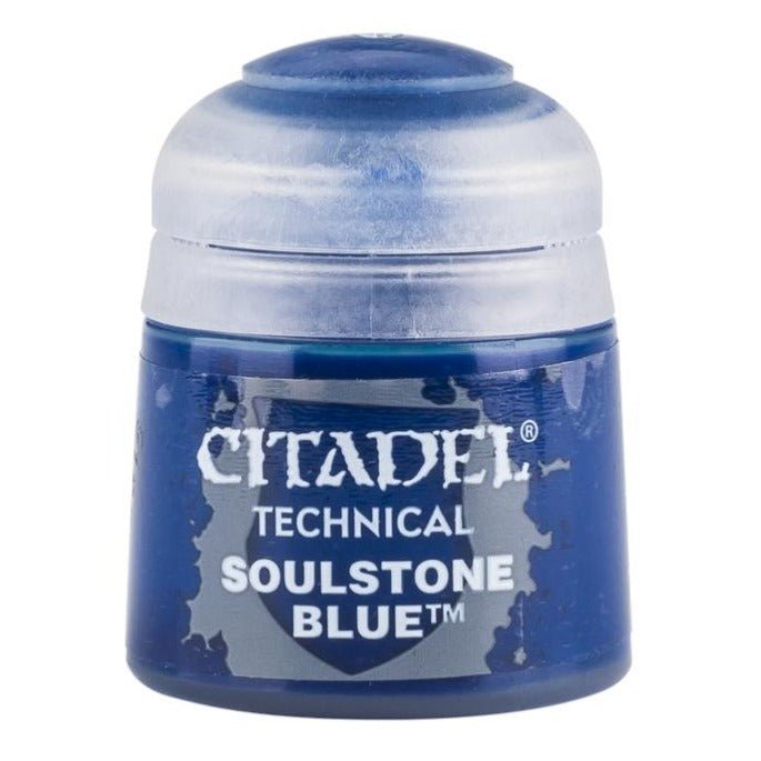 Citadel Technical Soulstone Blue 12ml paint pot with translucent deep blue paint