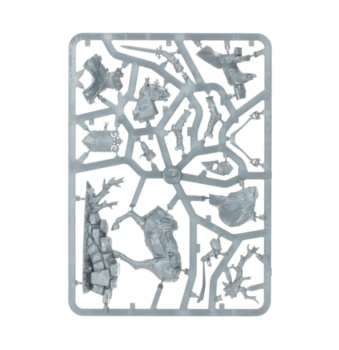 Freeguild Cavalier-Marshal unpainted plastic sprue, frame 1 of 2