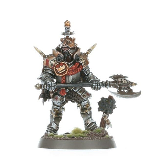 Freeguild Command Corps painted armoured warrior in heavy plate with a long axe, Cities of Sigmar