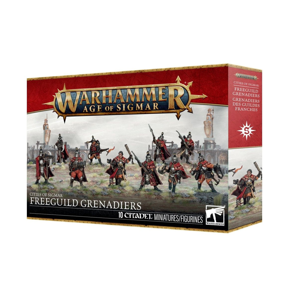 Angled view of the Cities of Sigmar Freeguild Grenadiers box, Games Workshop Age of Sigmar