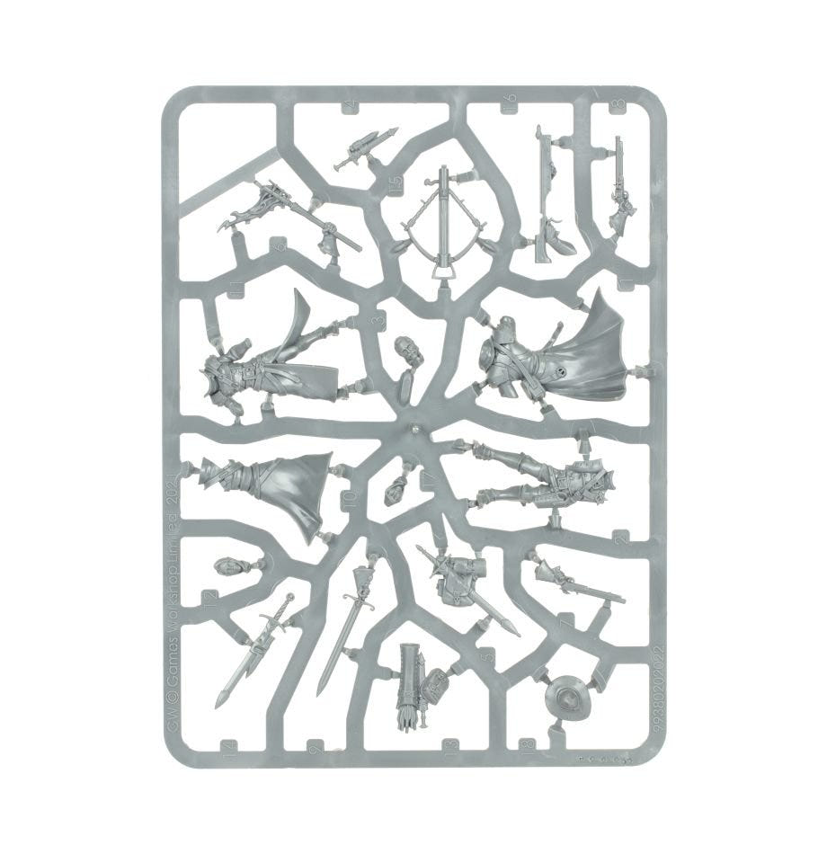 Galen and Doralia ven Denst unpainted plastic sprue, frame 1 of 1