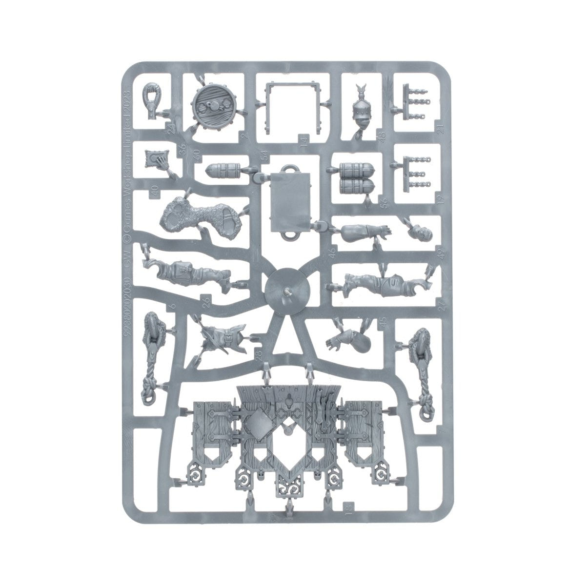 Ironweld Great Cannon unpainted plastic sprue, frame 3 of 3