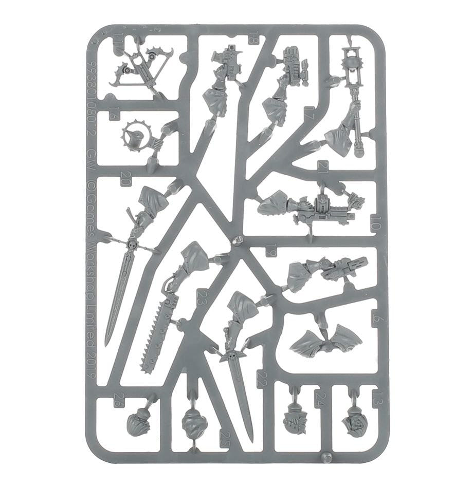 Games Workshop Combat Patrol: Adepta Sororitas unpainted plastic sprue, frame 1 of 9