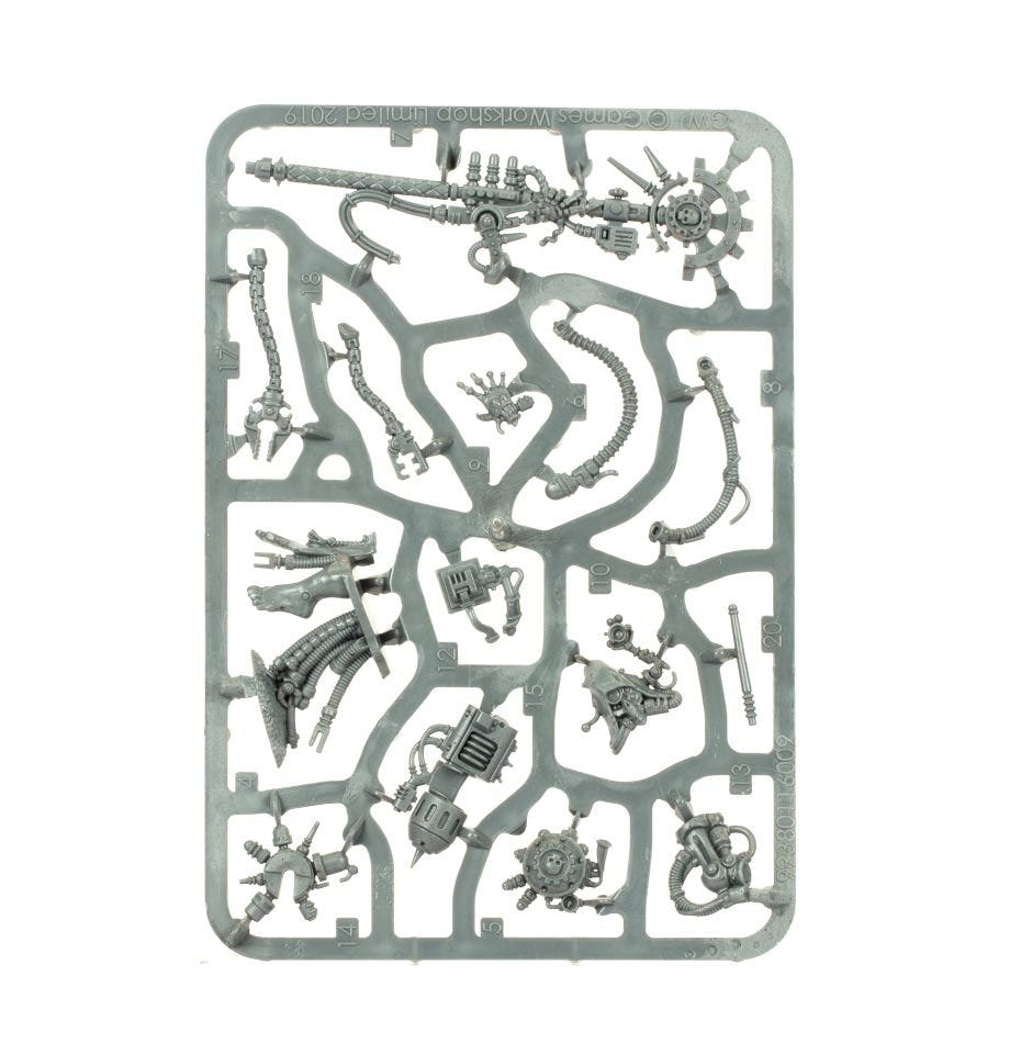 Combat Patrol: Adeptus Mechanicus unpainted plastic sprue, frame 1 of 9