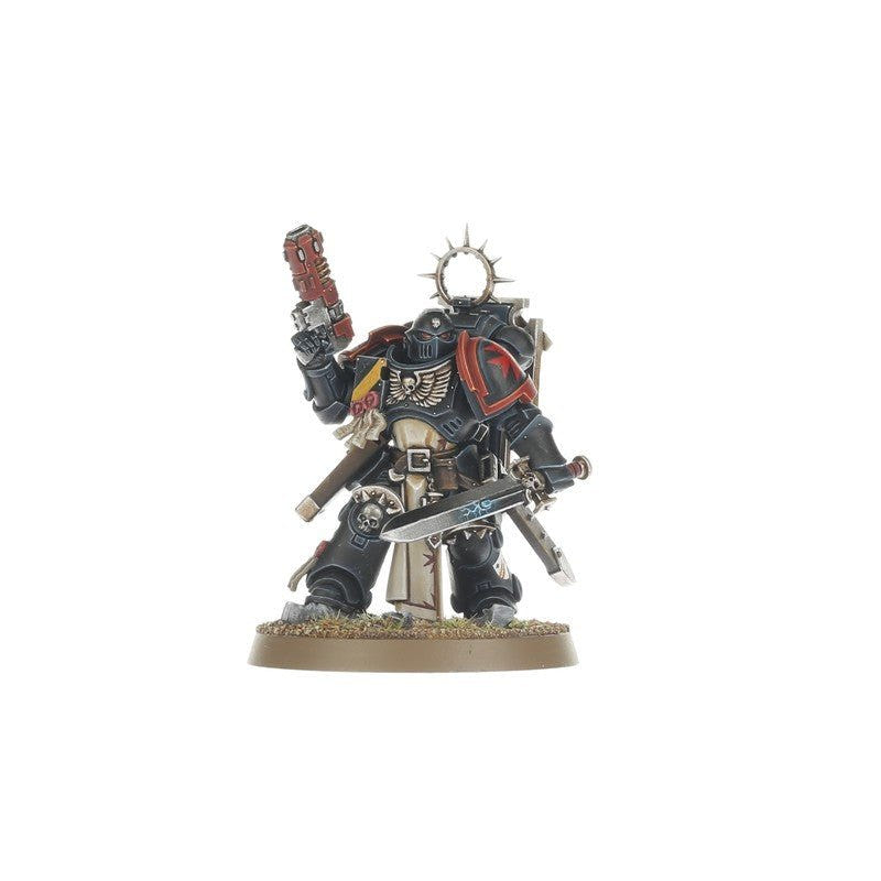 Painted Black Templars Bladeguard Veteran sergeant with a heavy bolt pistol and sword