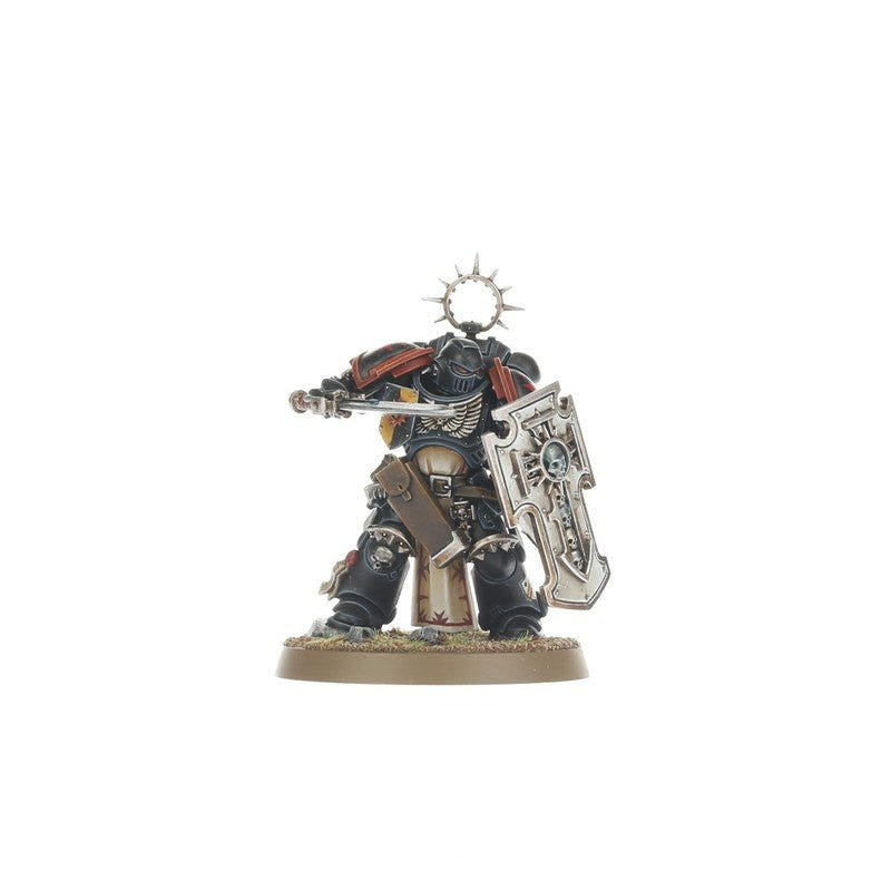 Painted Black Templars Bladeguard Veteran with a storm shield and sword