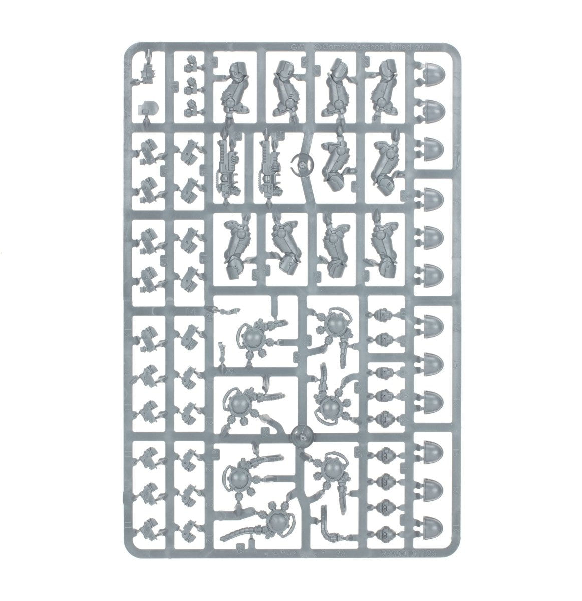 Combat Patrol: Dark Angels unpainted plastic sprue, frame 8 of 10