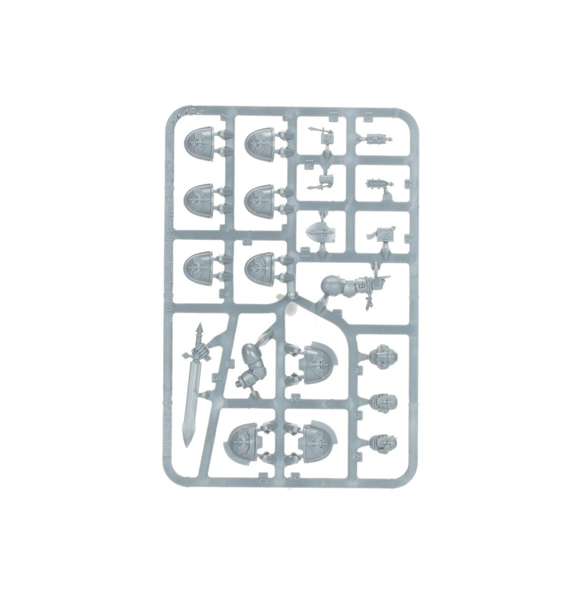 Combat Patrol: Dark Angels unpainted plastic sprue, frame 3 of 10