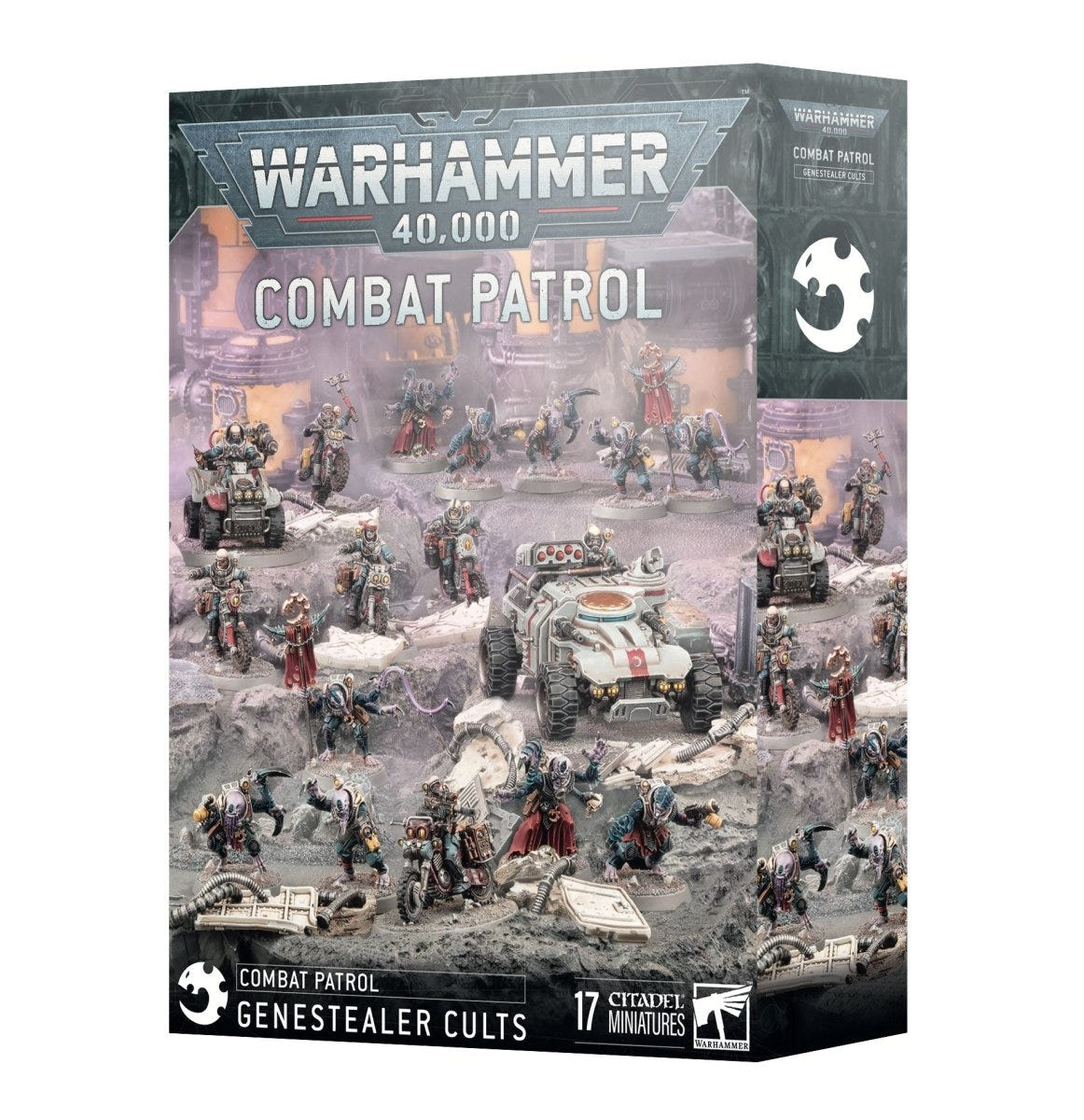 Games Workshop Warhammer 40,000 Combat Patrol: Genestealer Cults box front with painted force