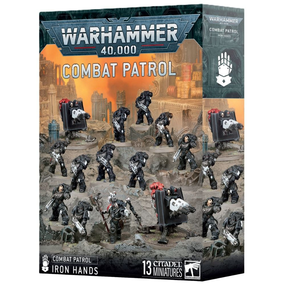 Warhammer 40,000 Combat Patrol: Iron Hands box front with painted models