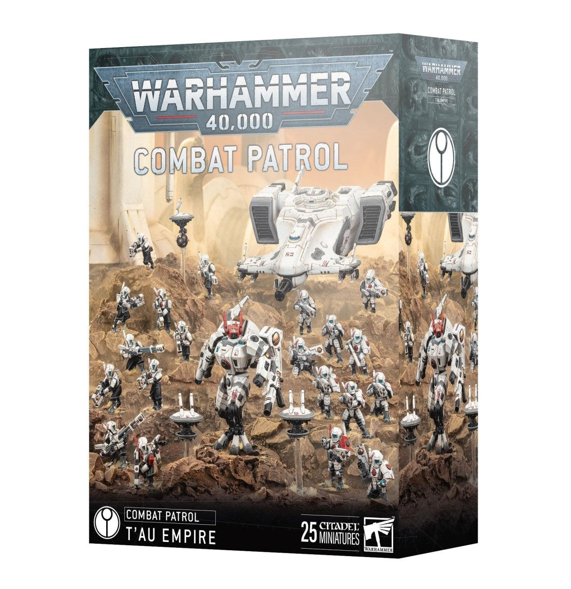 Games Workshop Combat Patrol: T'au Empire box front with Devilfish and battlesuit