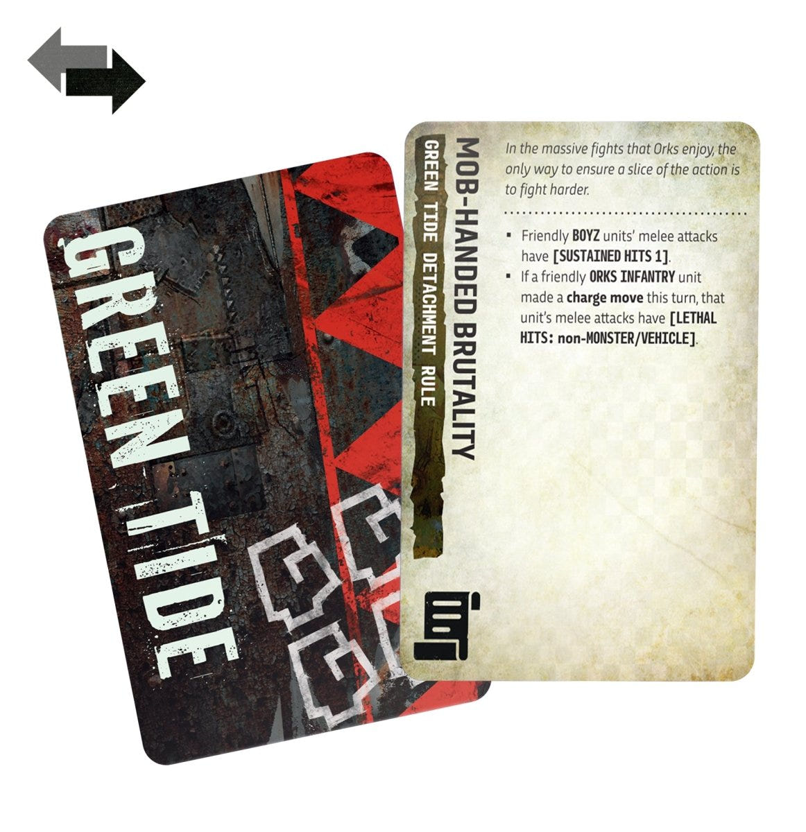 Command Pack: Orks Green Tide detachment rule card, front and back