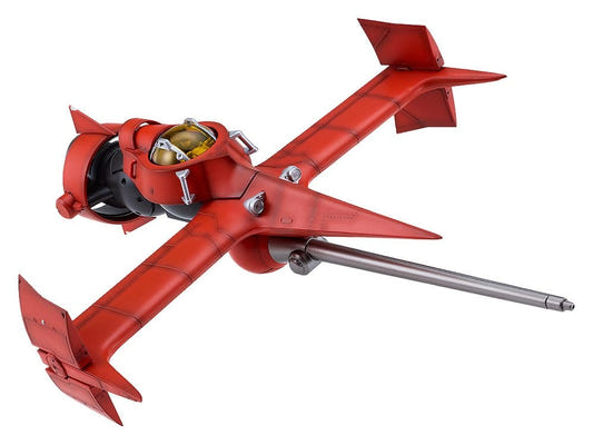 MODEROID 1/72 Swordfish II from Cowboy Bebop, built red model, top three-quarter view on white