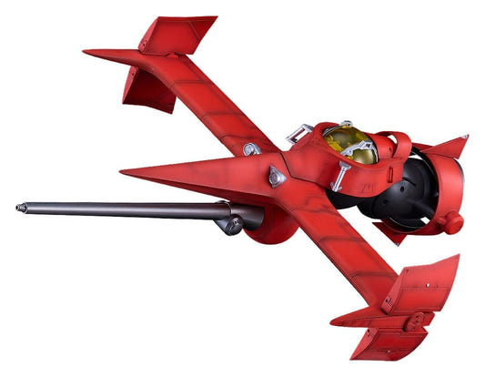 MODEROID DX-SCALE 1/48 Swordfish II from Cowboy Bebop, built red model on white background