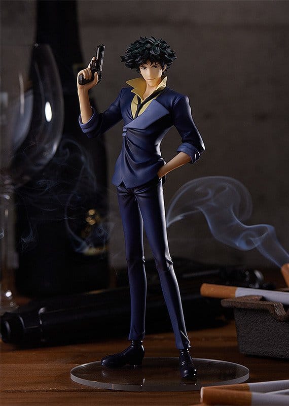 Pop Up Parade Spike Spiegel figure on a bar table beside cigarettes and bottles