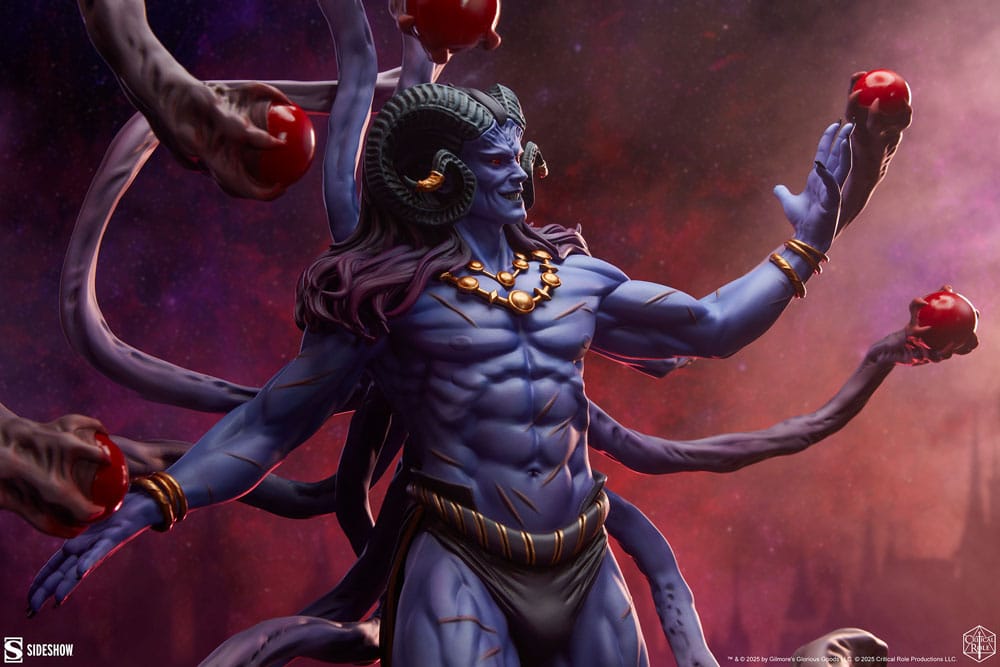 Tighter crop of Lucien's upper body and red-eyed stalks, Critical Role Mighty Nein statue