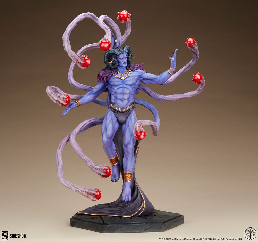 Three-quarter view of the Critical Role Lucien the Neosomnovem statue, Mighty Nein