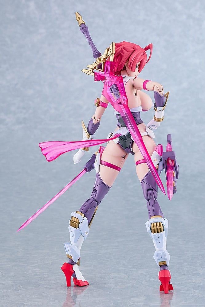 Rear view of the Cutie Honey PLAMATEA kit with fleuret and boomerang raised
