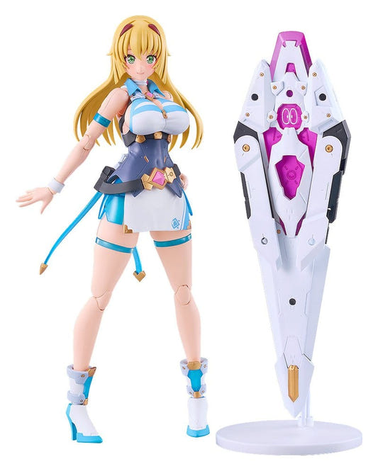Good Smile Company PLAMATEA Honey Kisaragi built kit beside the Saber Scan robot butler, on white