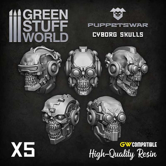 Green Stuff World Cyborg Skulls Heads - Loaded Dice