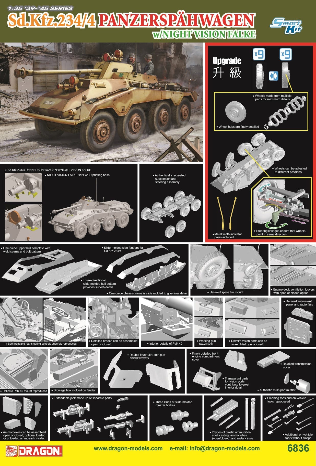 Dragon 1:35 Sd.Kfz.234/4 Panzerspähwagen w/Night Vision Falke - D6836