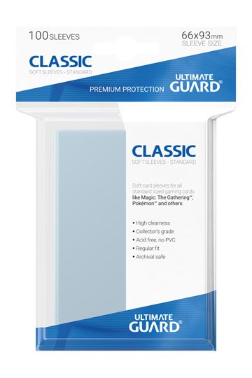 Ultimate Guard Classic Soft Sleeves Standard Size Transparent (100) - Loaded Dice Barry Vale of Glamorgan CF64 3HD