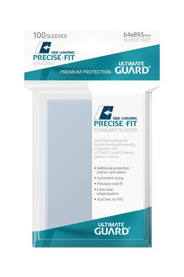 Ultimate Guard Precise-Fit Sleeves Side-Loading Standard Size Transparent (100) - Loaded Dice Barry Vale of Glamorgan CF64 3HD