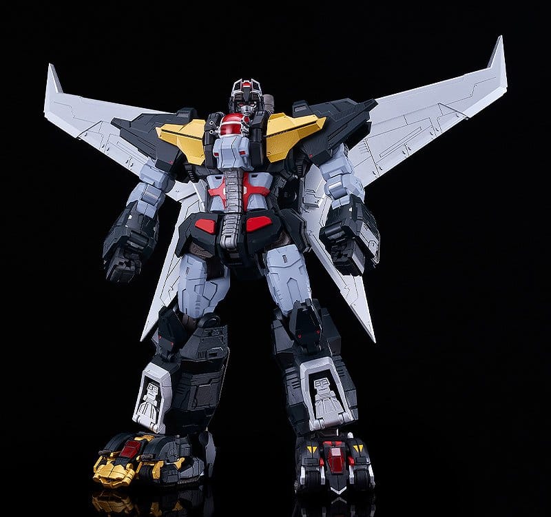 Moderoid Dancouga with Powered-Up Wing Set wings spread, front view on a black background