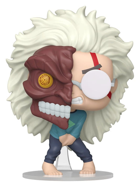 Funko Dandadan POP! Okarun vinyl figure mid-transformation with wild white hair and half-demon face