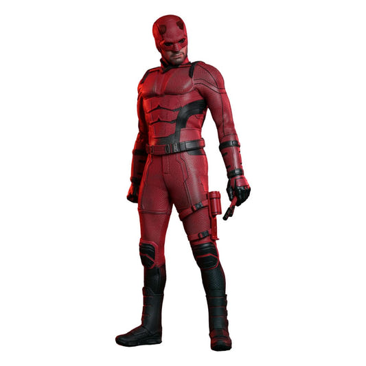 Hot Toys Daredevil: Born Again 1/6 Daredevil figure in red suit, front view on white