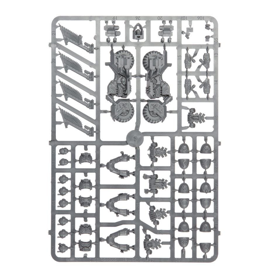 Dark Angels Ravenwing bike unpainted plastic sprue, frame 2 of 3
