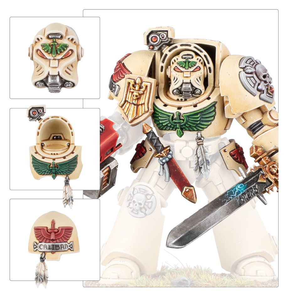 Dark Angels upgrades fitted to a painted Deathwing Terminator, with helmet and shoulder options