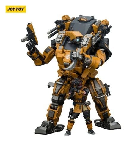 JoyToy Dark Source APOC Annihilator 02 Long-Range Strike Mech 1/25 shown with pilot figure for scale