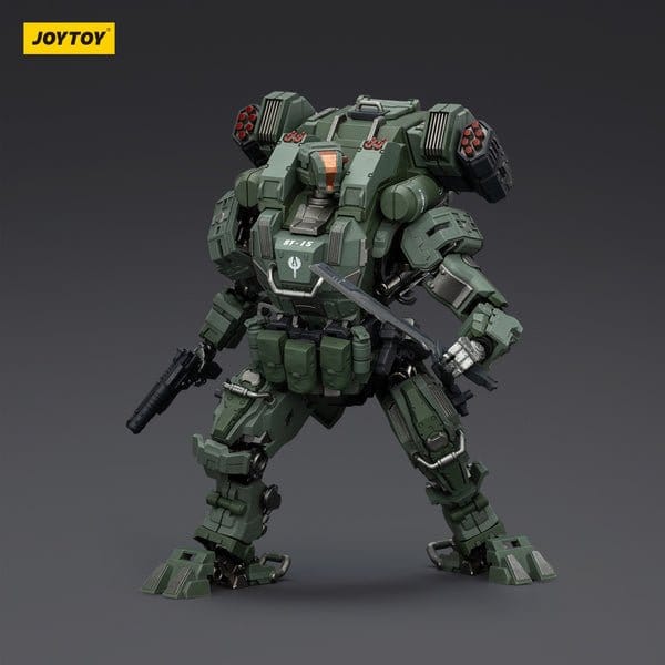 JoyToy Dark Source APOC Falcon 02 Rapid Assault Mech 1/25 figure in green, three-quarter view